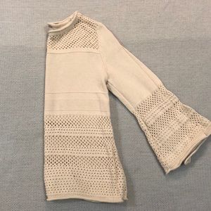 LOFT Cream Open-Knit Bell Sleeve Sweater